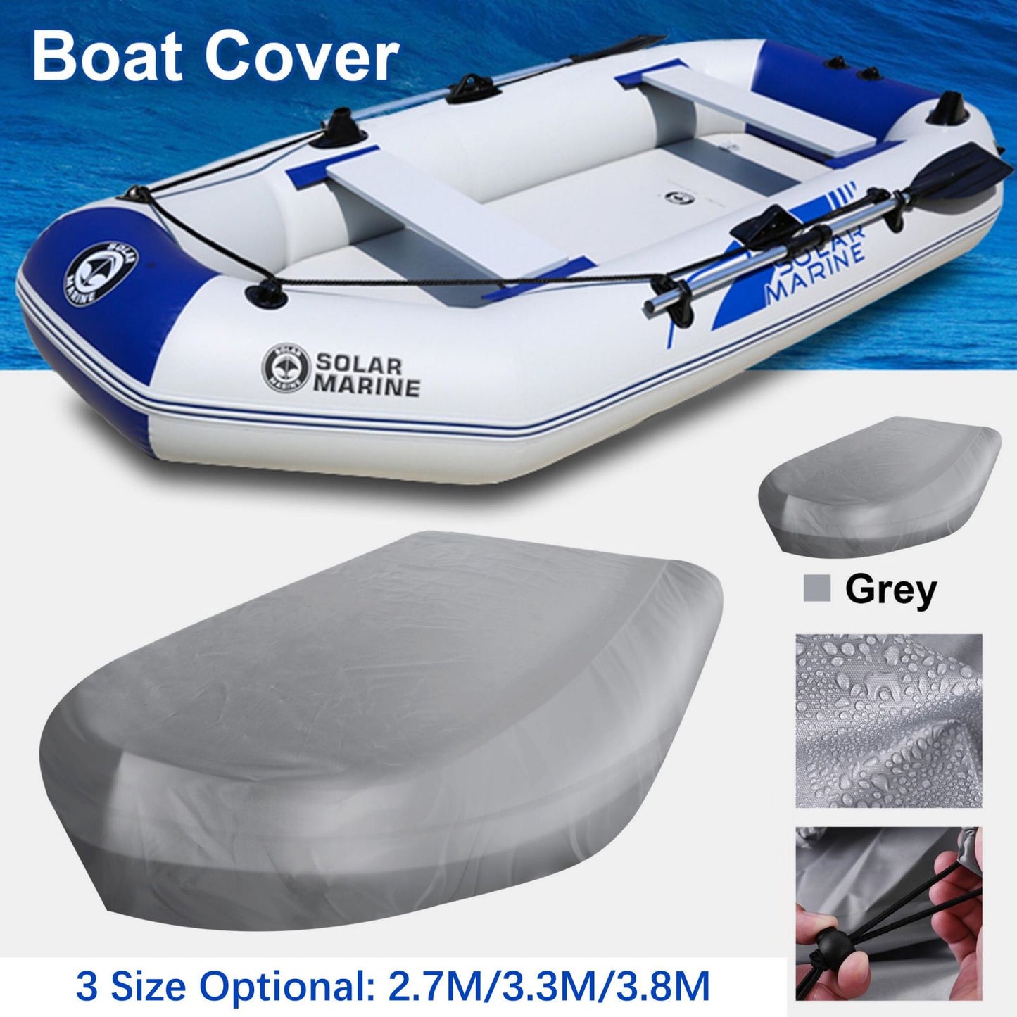 210D Inflatable Boat Cover UV Resistant Inflatable Dinghy Boat Cover Waterproof UV Sun Dust Protective Case Kayak Oxford Cloth Cover ( 270 cm )