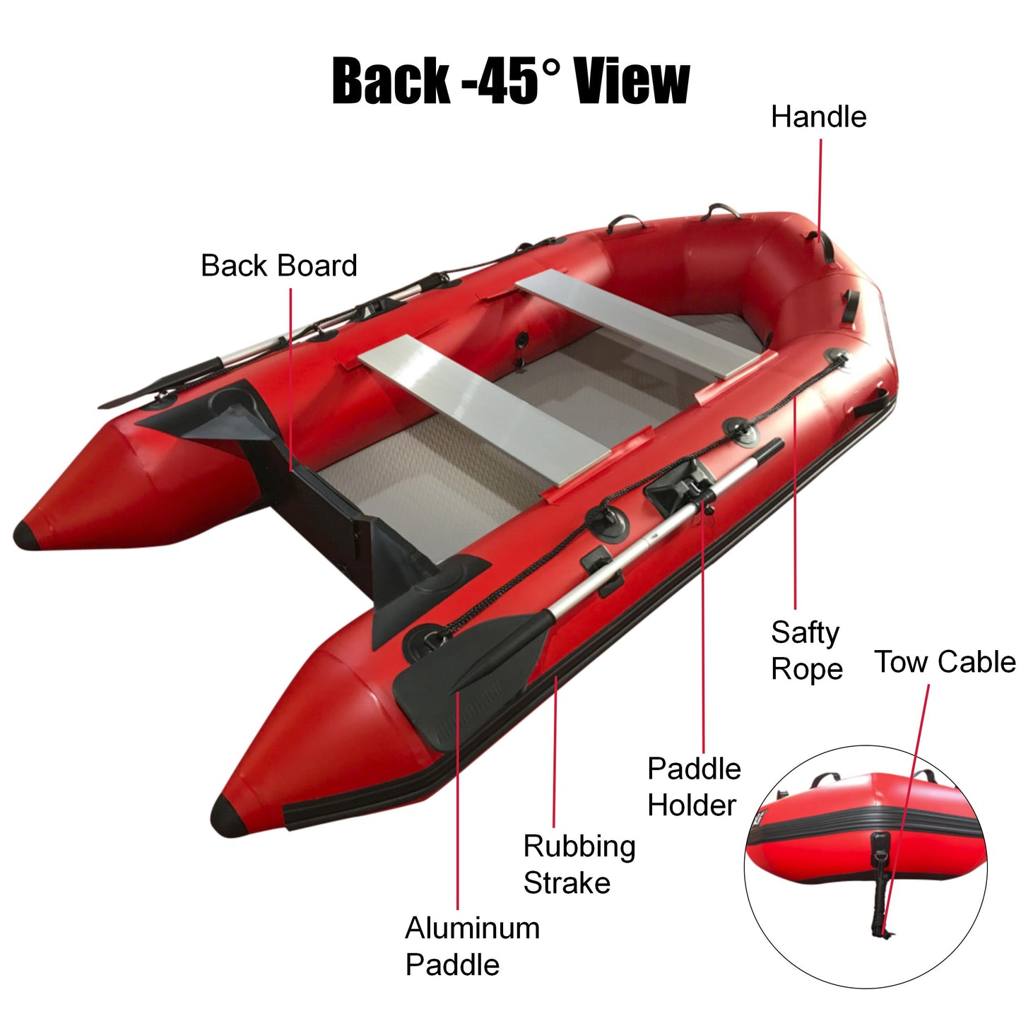 2.3m Inflatable Dinghy Boat Tender Pontoon Rescue- Red