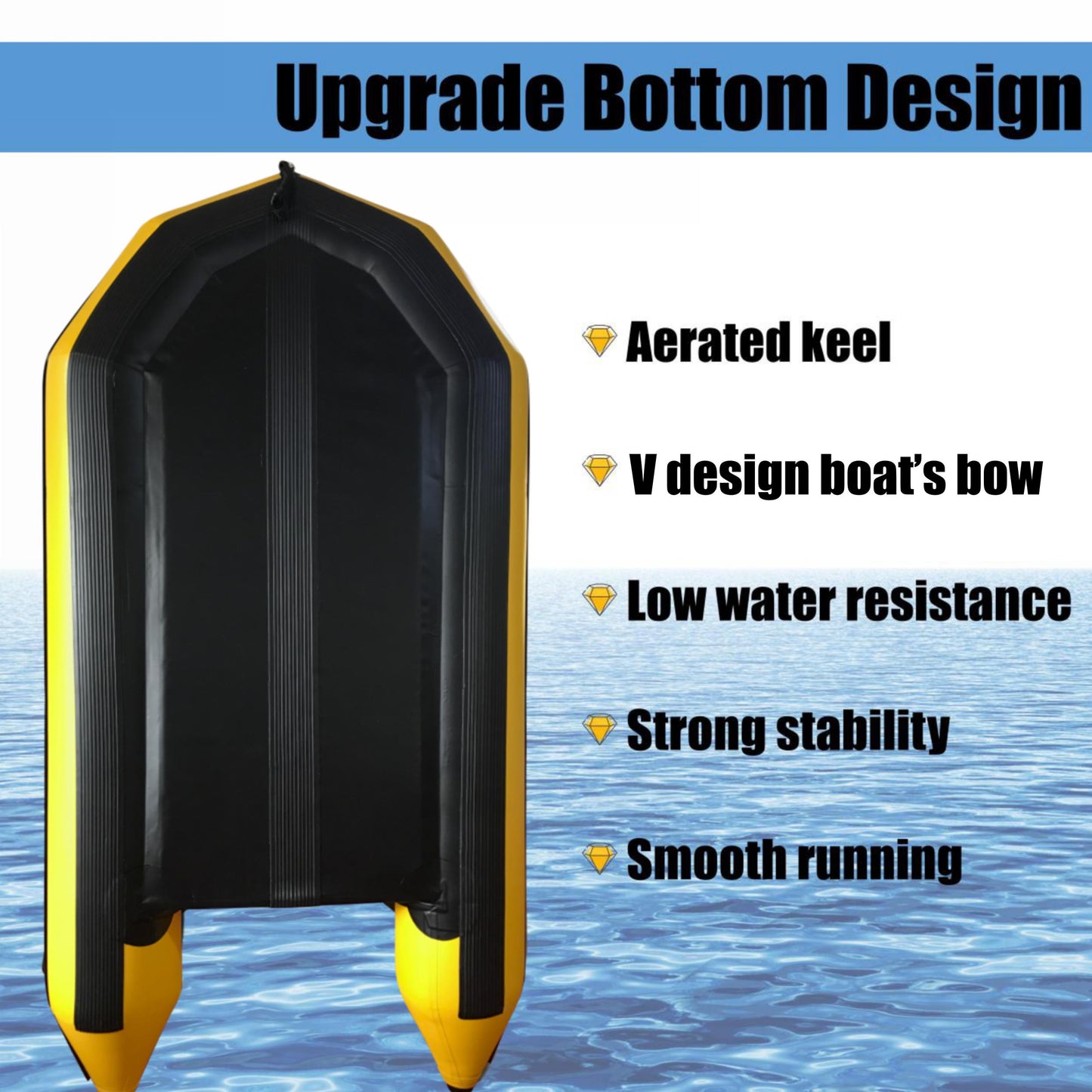 2.3m Inflatable Dinghy Boat Tender Pontoon Rescue- Yellow