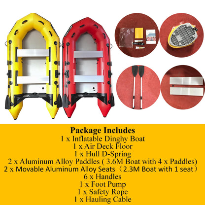 2.3m Inflatable Dinghy Boat Tender Pontoon Rescue- Yellow