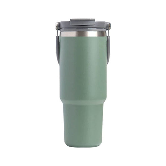 900ML Green Stainless Steel Travel Mug with Leak-proof 2-in-1 Straw and Sip Lid, Vacuum Insulated Coffee Mug for Car, Office, Perfect Gifts, Keeps Liquids Hot or Cold