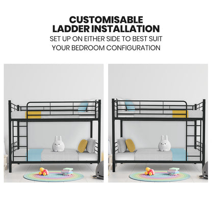 Kingston Slumber 2in1 King Single Metal Bunk Bed Frame, with Modular Design, Dark Matte Grey