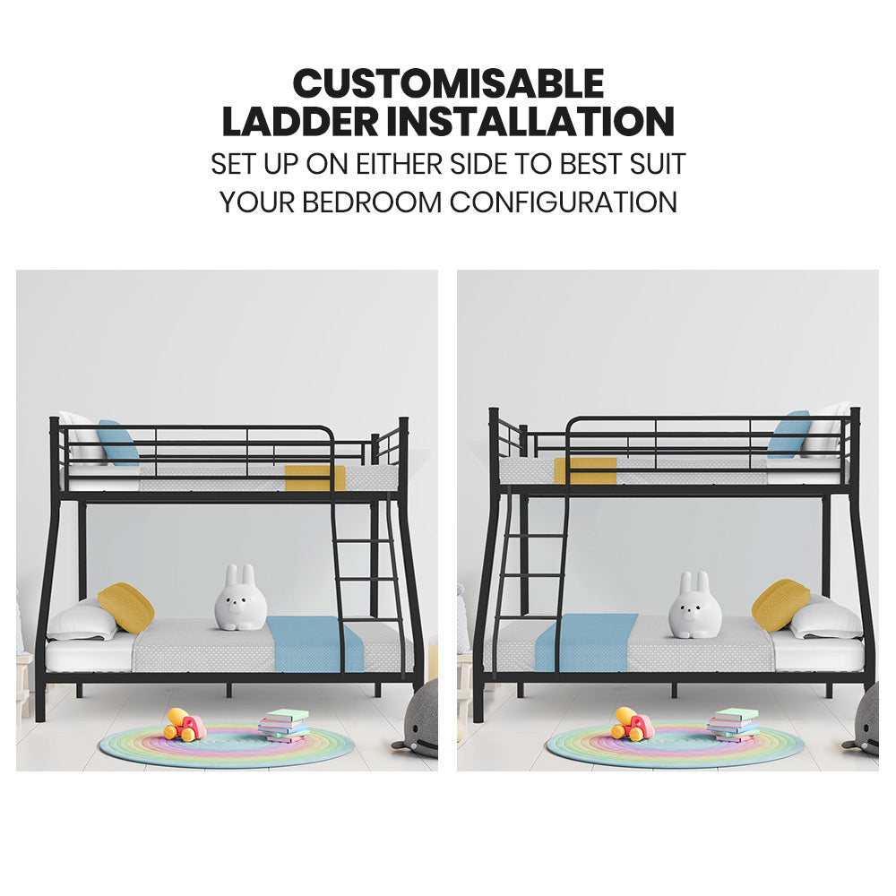 Kingston Slumber Metal Single over Double Bunk Bed Frame, Dark Matte Grey