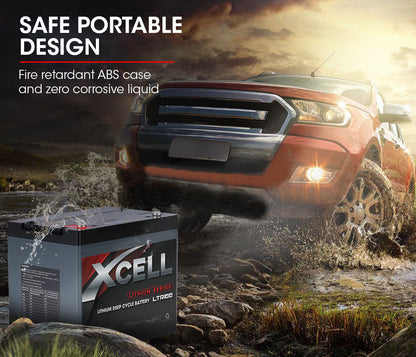 X-CELL 100Ah 12v Lithium Battery LiFePO4 Iron Phosphate  Deep Cycle Camping 4WD