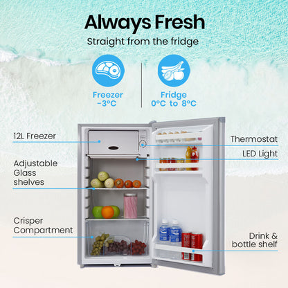 GECKO 95L Portable Upright Fridge Freezer Camping Caravans Bar Fridges Refrigerator 12V/24V/240V