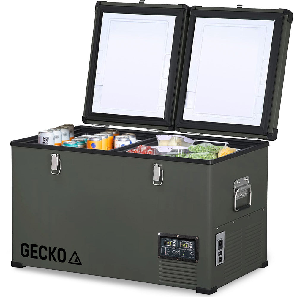 GECKO 92L Dual Zone Portable Fridge / Freezer, SECOP Compressor, for Camping, Car, Caravan