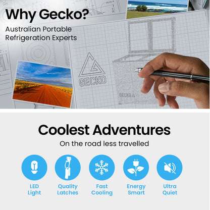 GECKO 92L Dual Zone Portable Fridge / Freezer, SECOP Compressor, for Camping, Car, Caravan