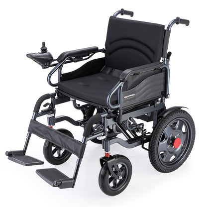 EQUIPMED Electric Folding Wheelchair, Folding, XL Wide Seat, Long Range, Lithium Battery, Black