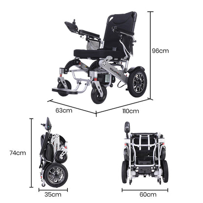 EQUIPMED Electric Folding Wheelchair, Folding, Motorised, 2x250W, Long Range, Power Mobility Scooter Lightweight