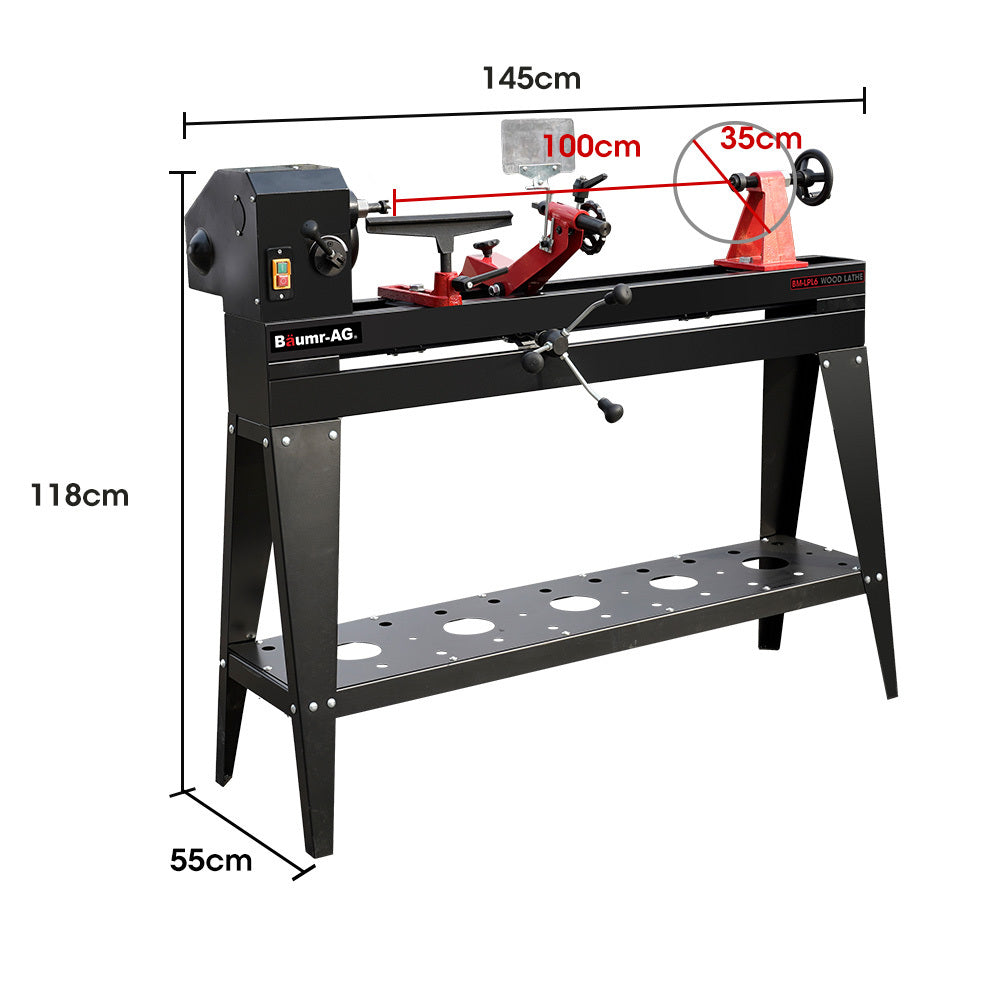 BAUMR-AG 1000 x 350mm Heavy Duty Wood Lathe Turning Machine, 550W S1 Motor, Variable Speed, with Stand