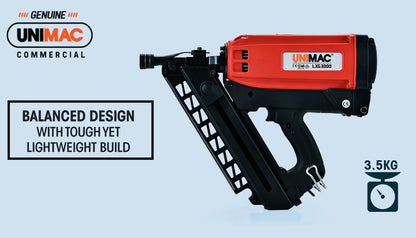 UNIMAC Cordless Framing Nailer 34 Degree Gas Nail Gun Kit - 2nd Gen Brushless