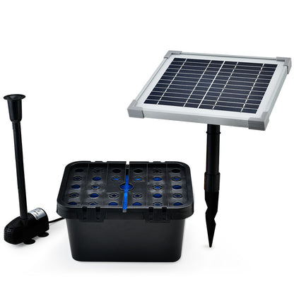 PROTEGE 5W Solar Powered Water Fountain Pump Pond Kit with Eco Filter Box