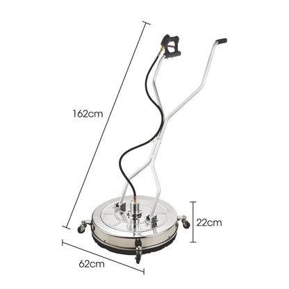 Jet-USA 24" Stainless Steel Pressure Washer Surface Cleaner, 3/8" Fitting, with Yoke Handlebar, For Concrete Driveway Patio Floor