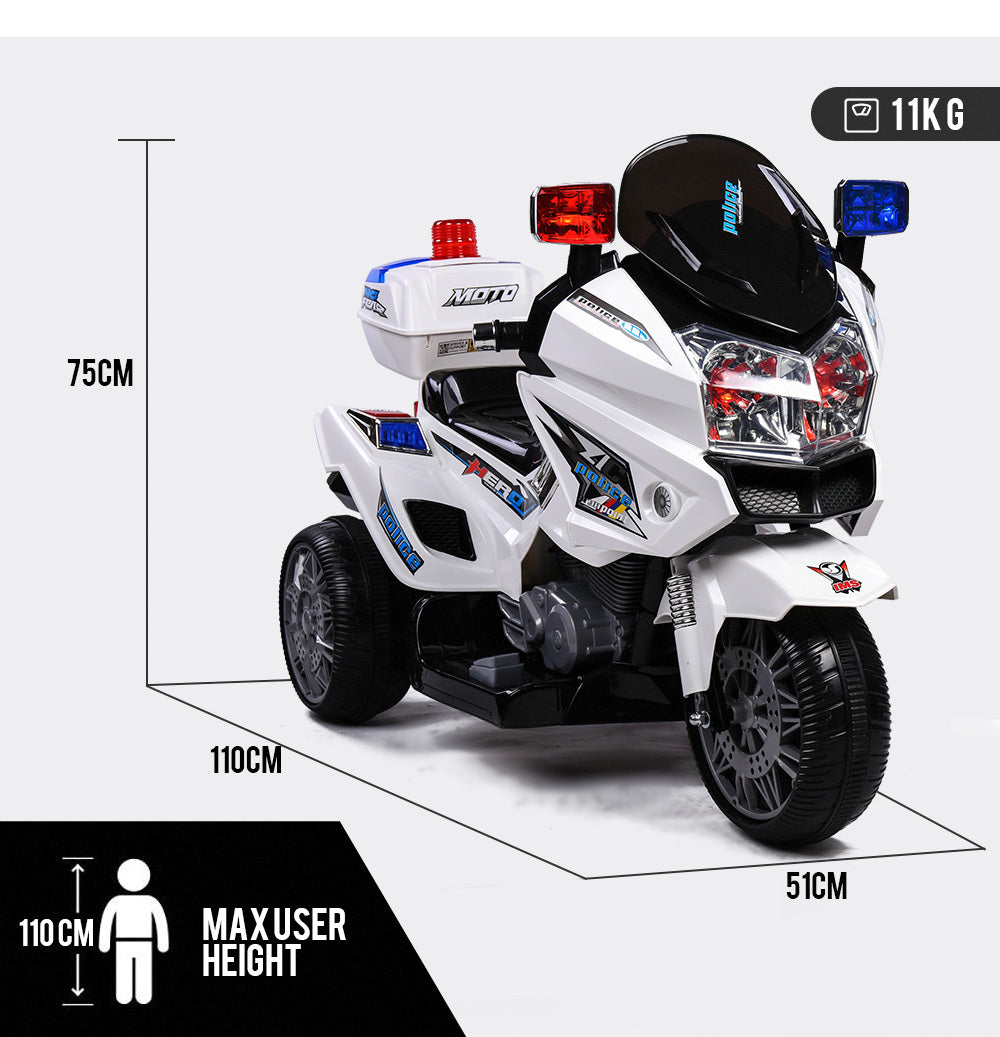 ROVO KIDS Electric Ride-On Motorcycle Children Police Patrol Bike Toy Trike