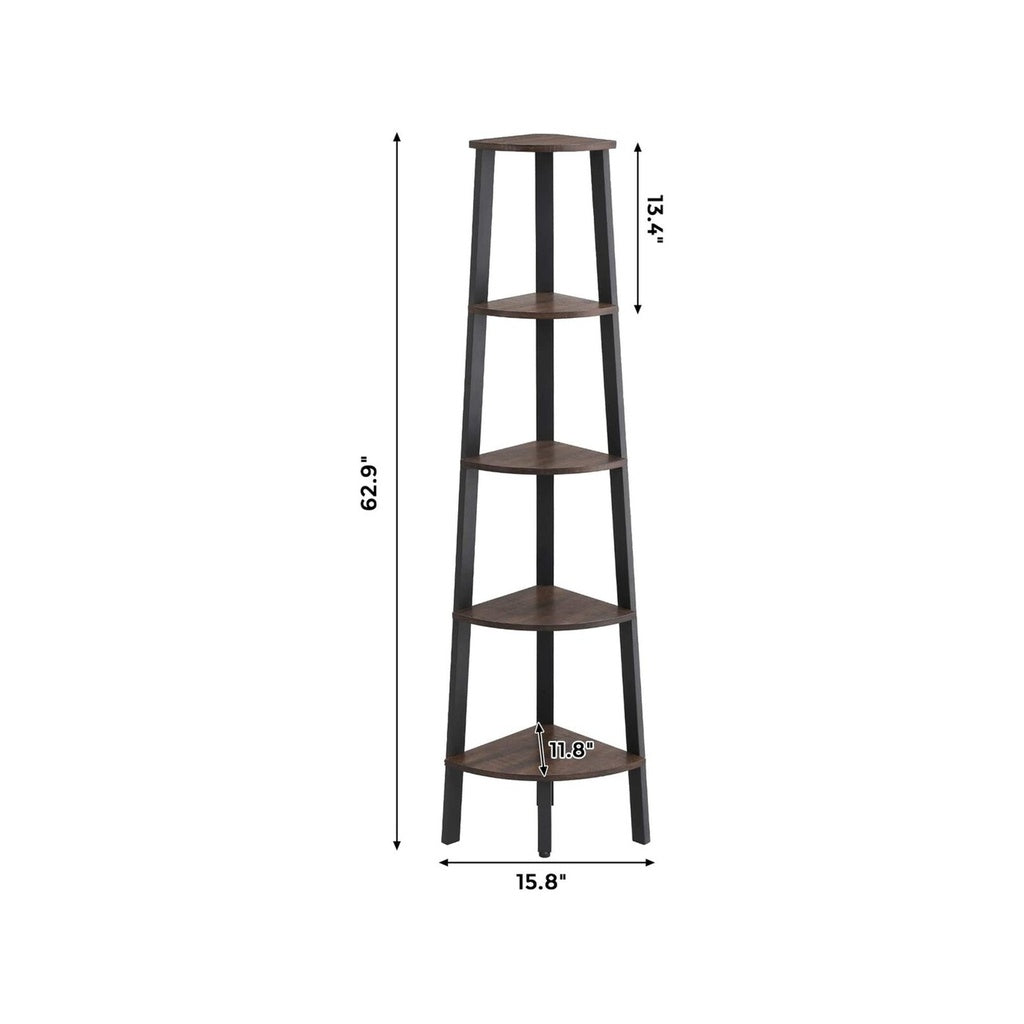 EKKIO 5 Tier Corner Ladder Shelf (Dark Brown) EK-CLS-100-LR – The ...