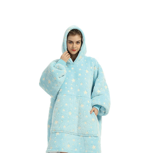 GOMINIMO Hoodie Blanket Glow In Dark Star Blue HM-HB-109-AYS