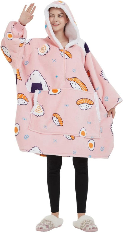 GOMINIMO Hoodie Blanket Adult (Pink Sushi）GO-HB-135-AYS