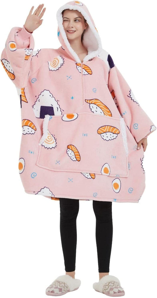 GOMINIMO Hoodie Blanket Adult (Pink Sushi）GO-HB-135-AYS