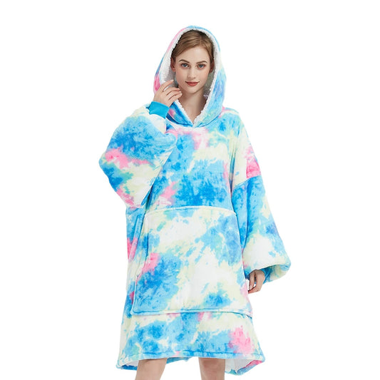 GOMINIMO Hoodie Blanket Adult Tie-Dyed Cyan GO-HB-126-AYS