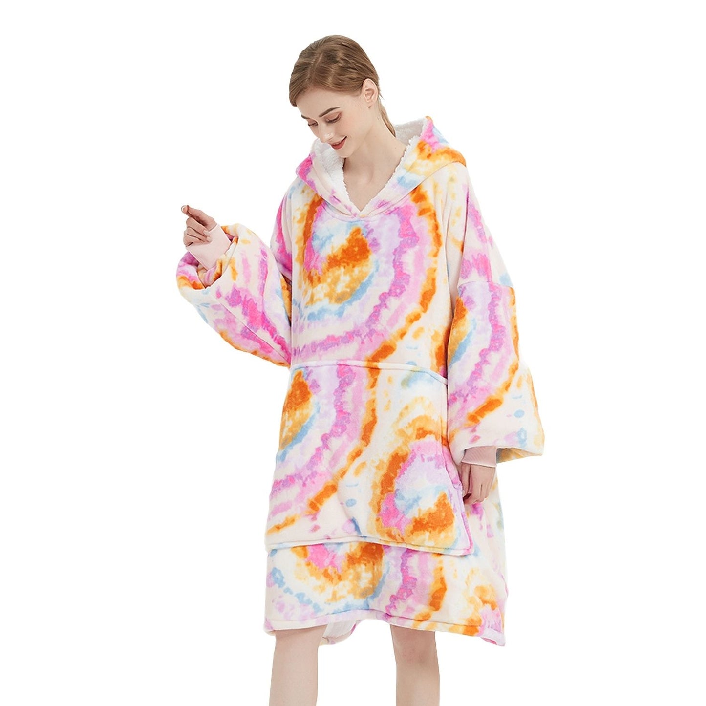 GOMINIMO Hoodie Blanket Adult Tie-Dyed Orange GO-HB-124-AYS