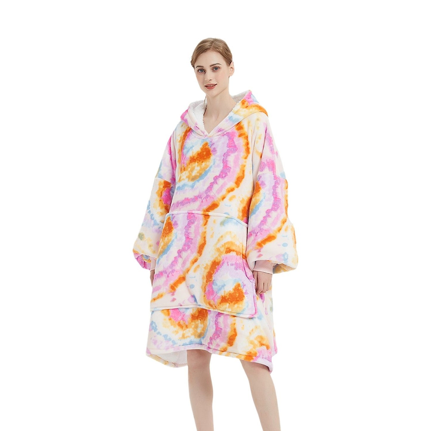 GOMINIMO Hoodie Blanket Adult Tie-Dyed Orange GO-HB-124-AYS