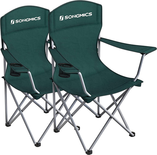 SONGMICS Set of 2 Folding Camping Outdoor Chairs Dark Green