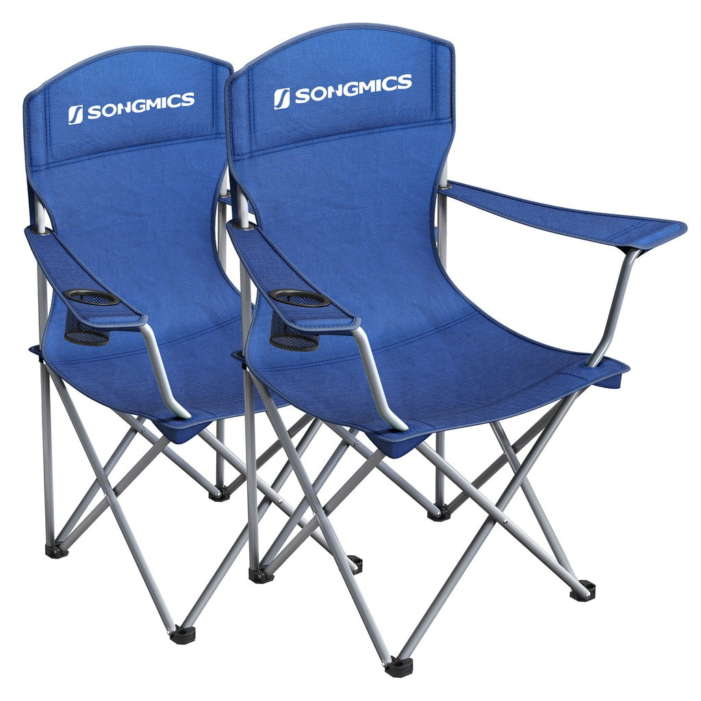 SONGMICS Set of 2 Folding Camping Outdoor Chairs Blue