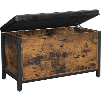 VASAGLE Entryway Storage Bench Rustic Brown and Black LSC80BX