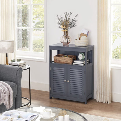 VASAGLE Floor Cabinet with Shelf and 2 Doors Gray BBC040G01