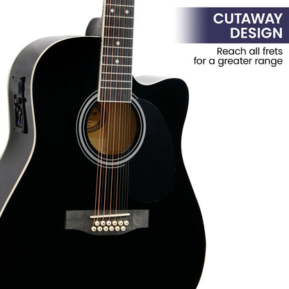 Karrera 12-String Acoustic Guitar with EQ - Black