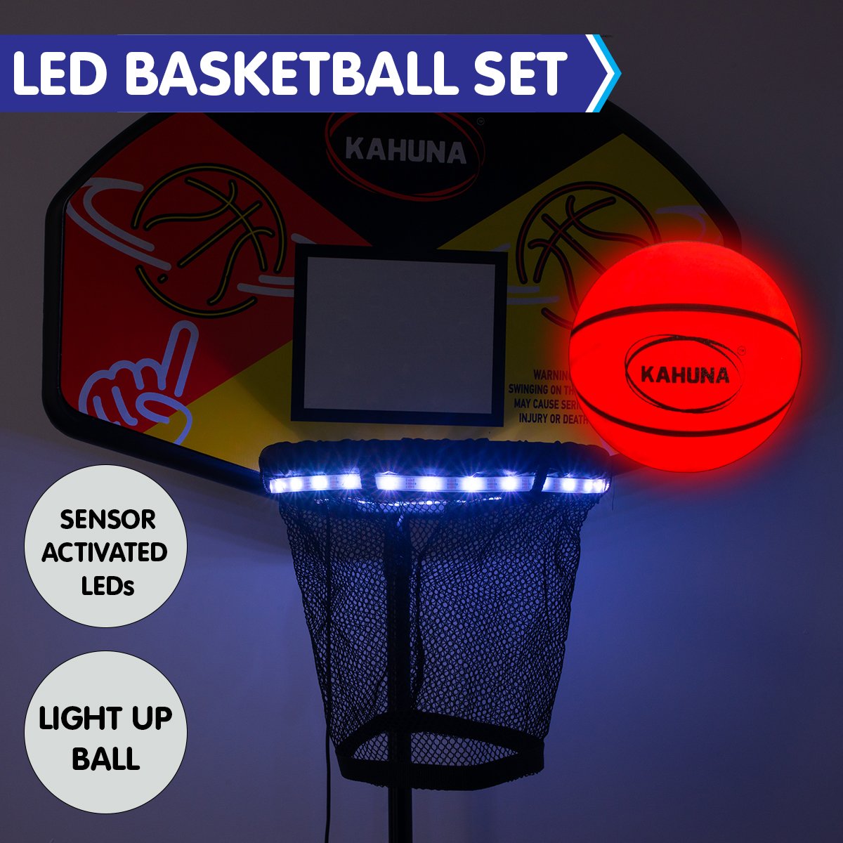 Kahuna Trampoline Led Basketball Hoop Set With Light-up Ball