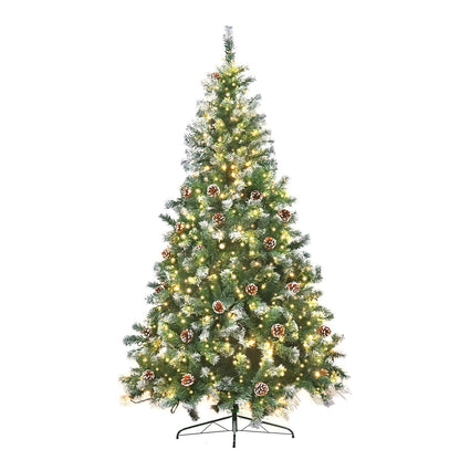 Christabelle 2.4m Pre Lit LED Christmas Tree Decor with Pine Cones Xmas Decorations