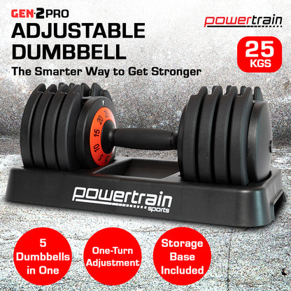 Powertrain GEN2 Pro Adjustable Dumbbell Weights- 25kg