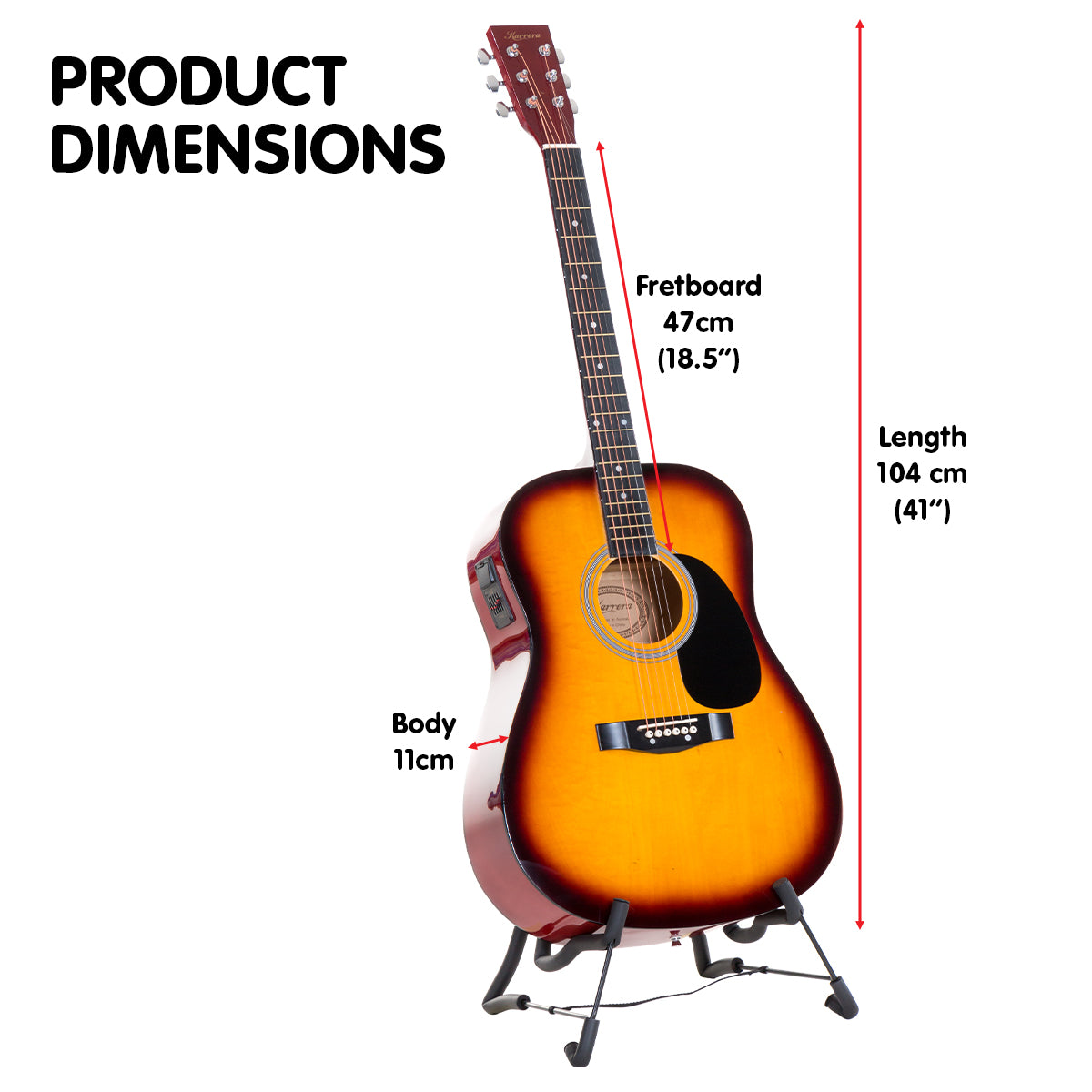 Karrera Electronic Acoustic Guitar 41in  - Sunburst