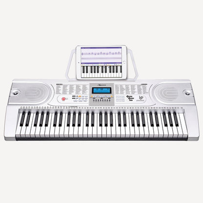 Karrera 61 Keys Electronic Keyboard Piano with Stand - Silver