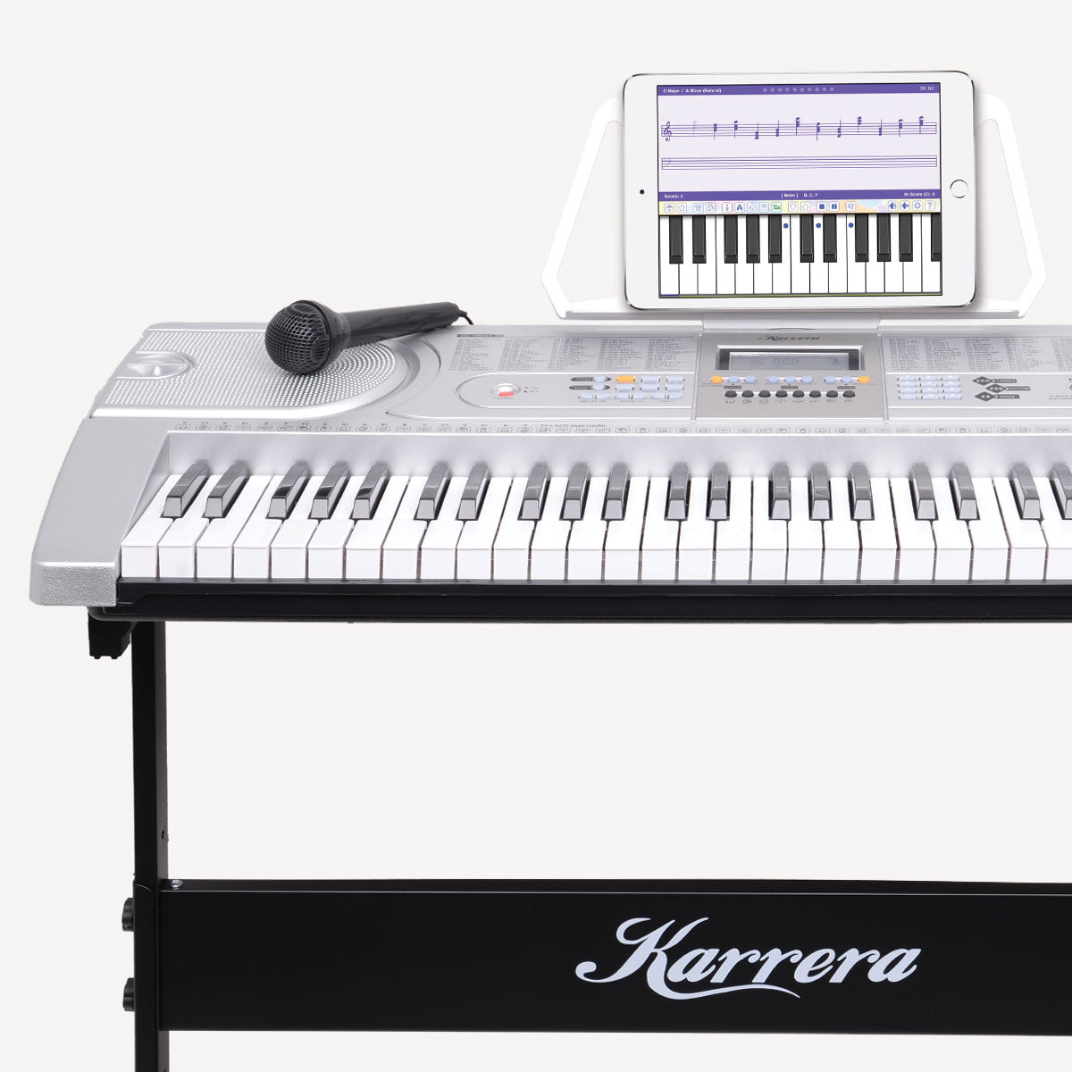 Karrera 61 Keys Electronic Keyboard Piano with Stand - Silver