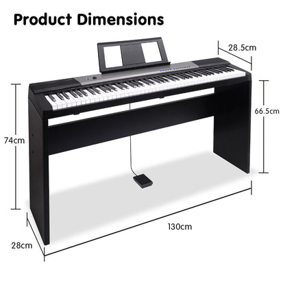 Karrera 88 Keys Electronic Keyboard Piano with Stand Black