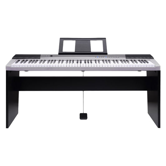 Karrera 88 Keys Electronic Keyboard Piano with Stand Silver