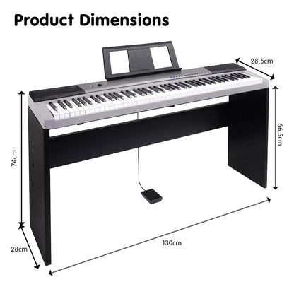 Karrera 88 Keys Electronic Keyboard Piano with Stand Silver