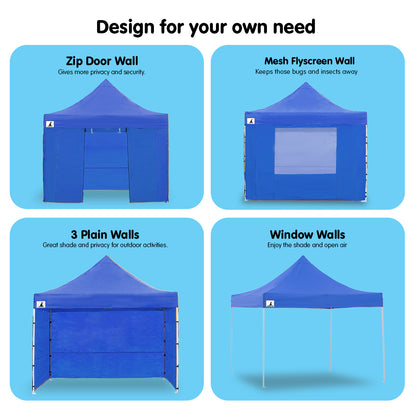 Wallaroo Gazebo Tent Marquee 3x3 PopUp Outdoor- Blue