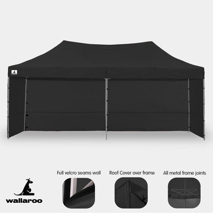 Wallaroo Gazebo Tent Marquee 3x6m PopUp Outdoor Wallaroo Black