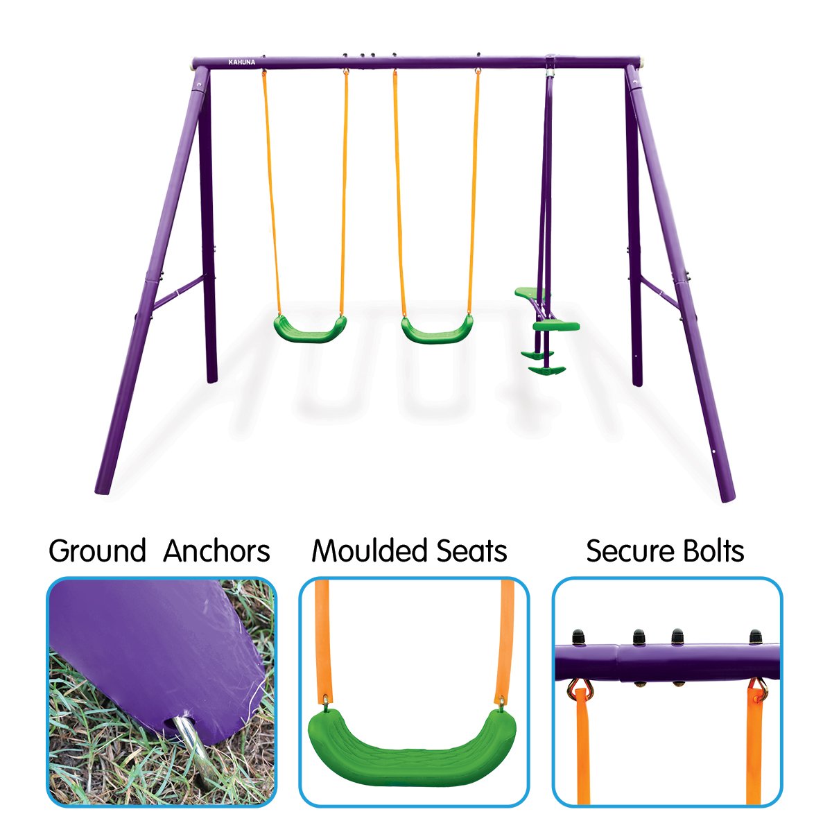 Kahuna Kids 4-Seater Swing Set Purple Green