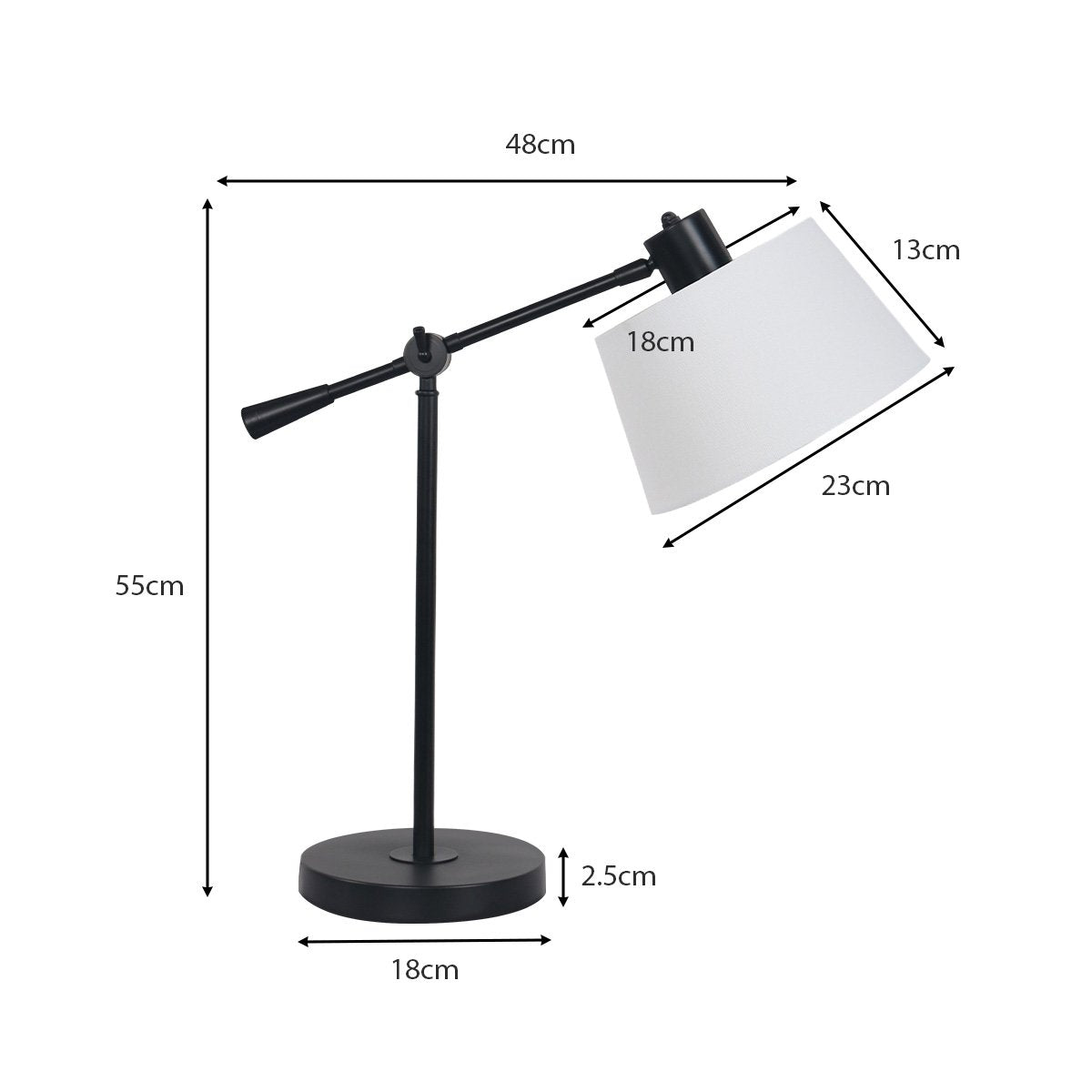 Sarantino Adjustable Metal Table Lamp In Black