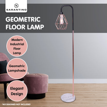 Sarantino Rose Gold Floor Lamp with Geometric Shade