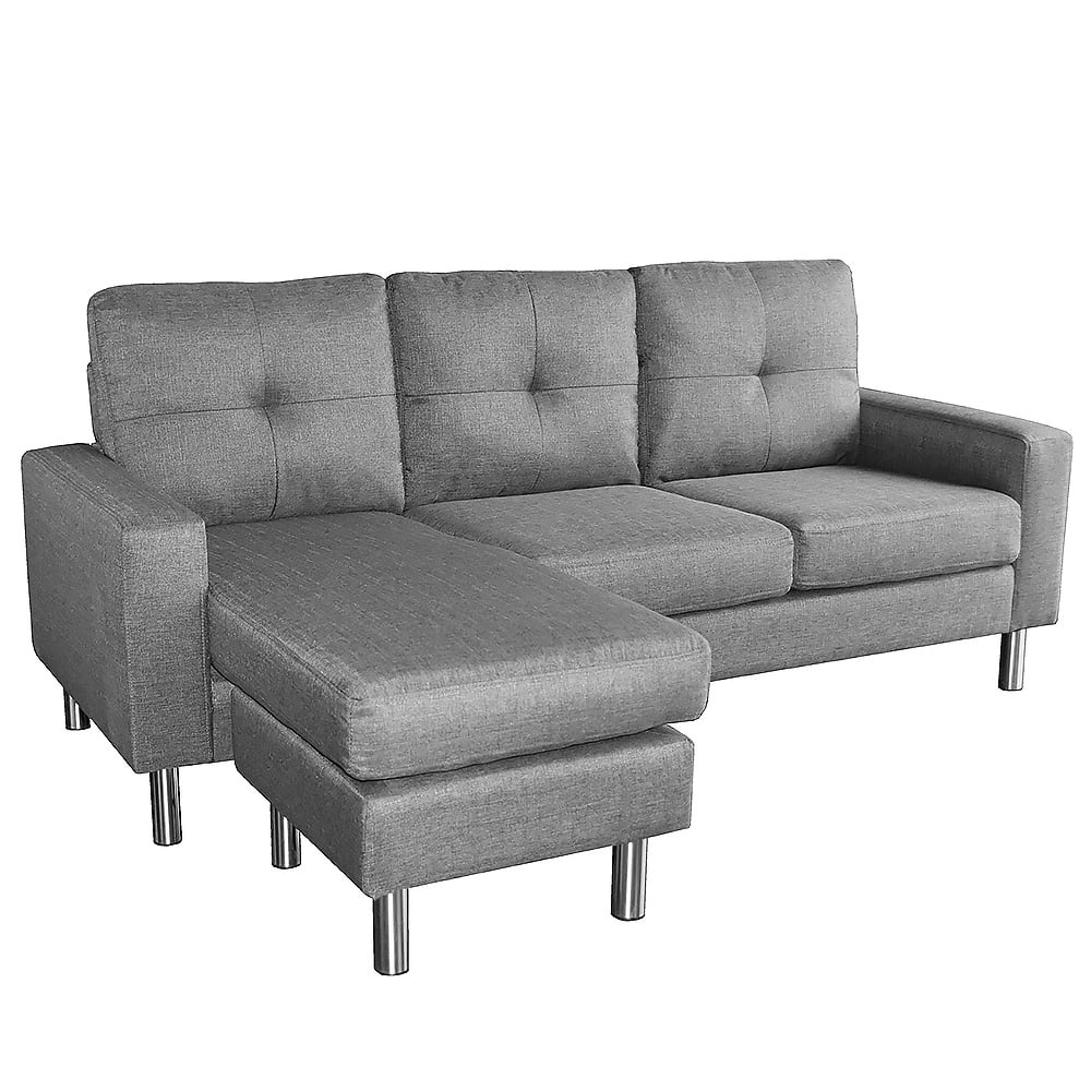 Sarantino Linen Fabric Corner Sofa Lounge Couch Modular Furniture L Chair Home Chaise Grey