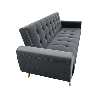 Sarantino Ava 3-seater Tufted Velvet Fabric Sofa Bed By Sarantino - Dark Grey