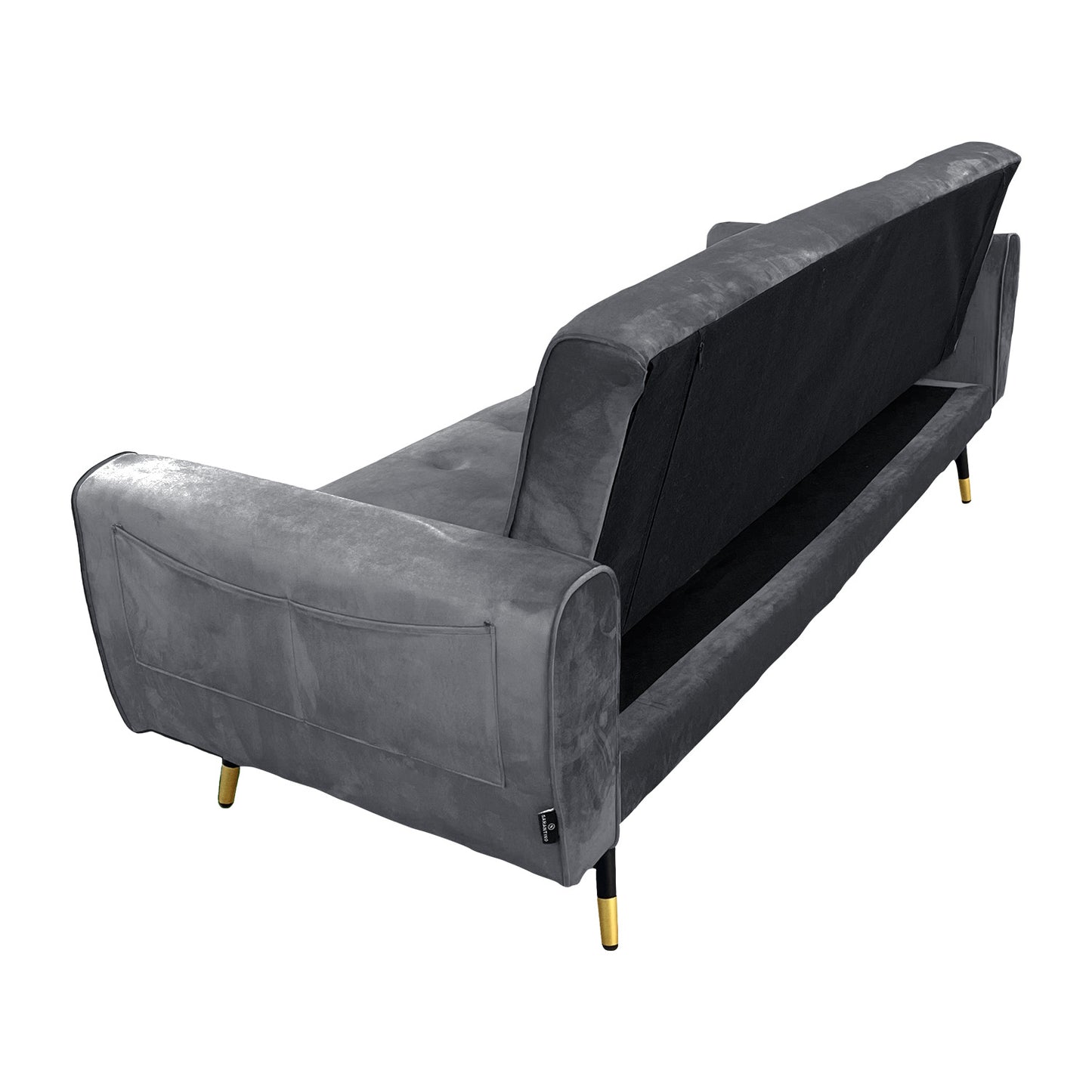 Sarantino Ava 3-seater Tufted Velvet Fabric Sofa Bed By Sarantino - Dark Grey