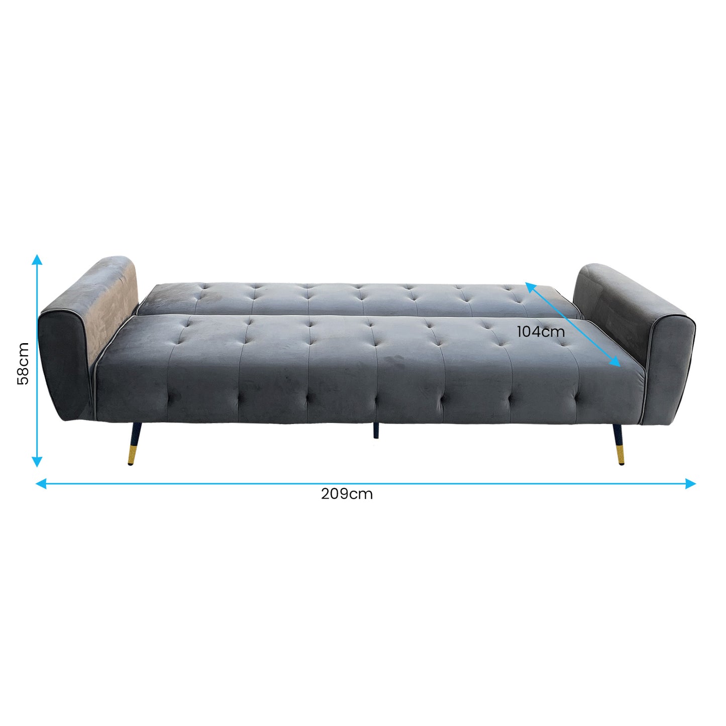 Sarantino Ava 3-seater Tufted Velvet Fabric Sofa Bed By Sarantino - Dark Grey