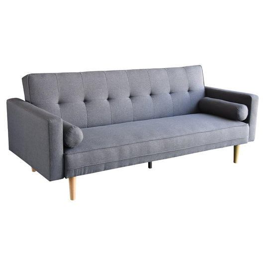 Sarantino Madison Sofa Bed Lounge Couch Futon Furniture Home Dark Grey Linen Fabric Suite