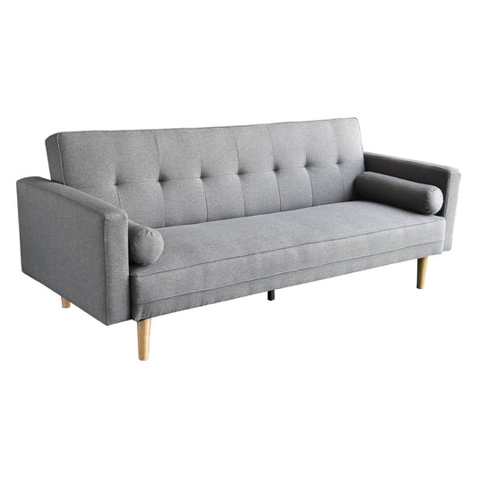 Sarantino Madison Sofa Bed Lounge Couch Futon Furniture Home Light Grey Linen Fabric Suite